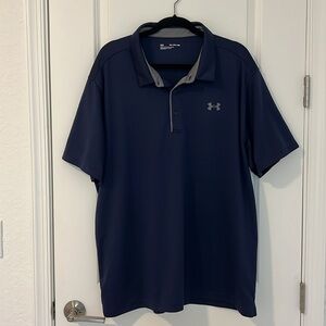 Under Armour Heat Gear Loose Fit Size 3XL
Short Sleeve Polo Golf Shirt Blue Gray